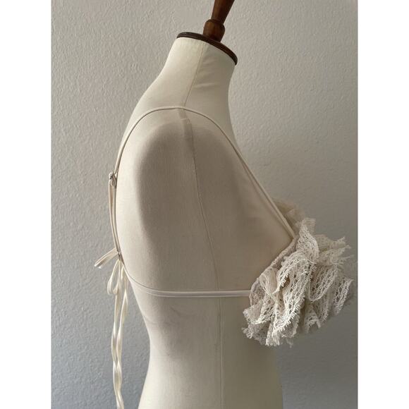 EGO Bra Top Textured Rose Corsage Strappy Cream - Picture 5 of 7